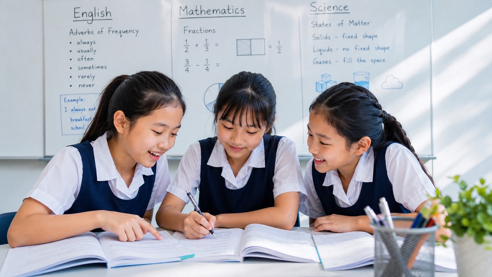 Primary 4 students learning Mathematics in a small-group eduKate classroom in Singapore
