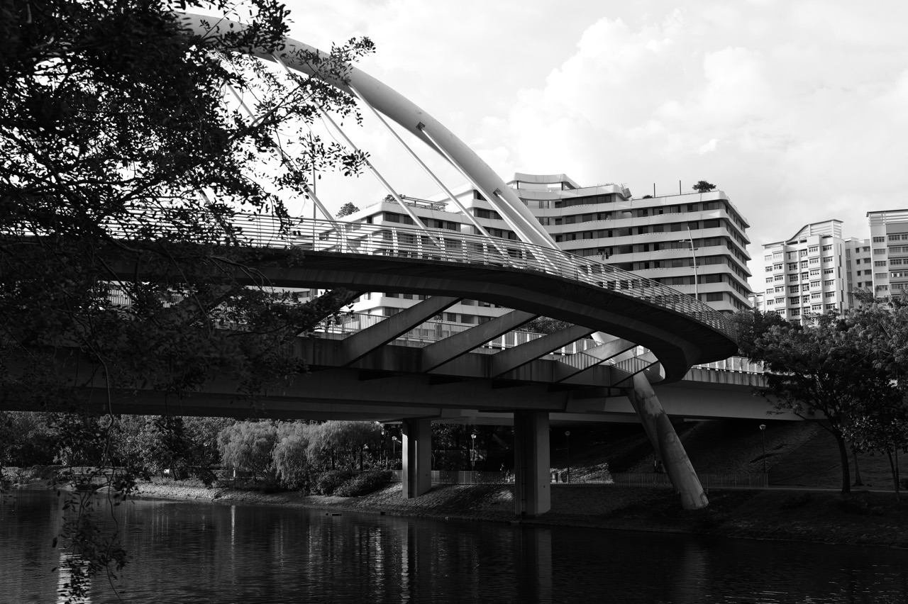 Punggol Waterway Park beside Waterway Point with a road bridge