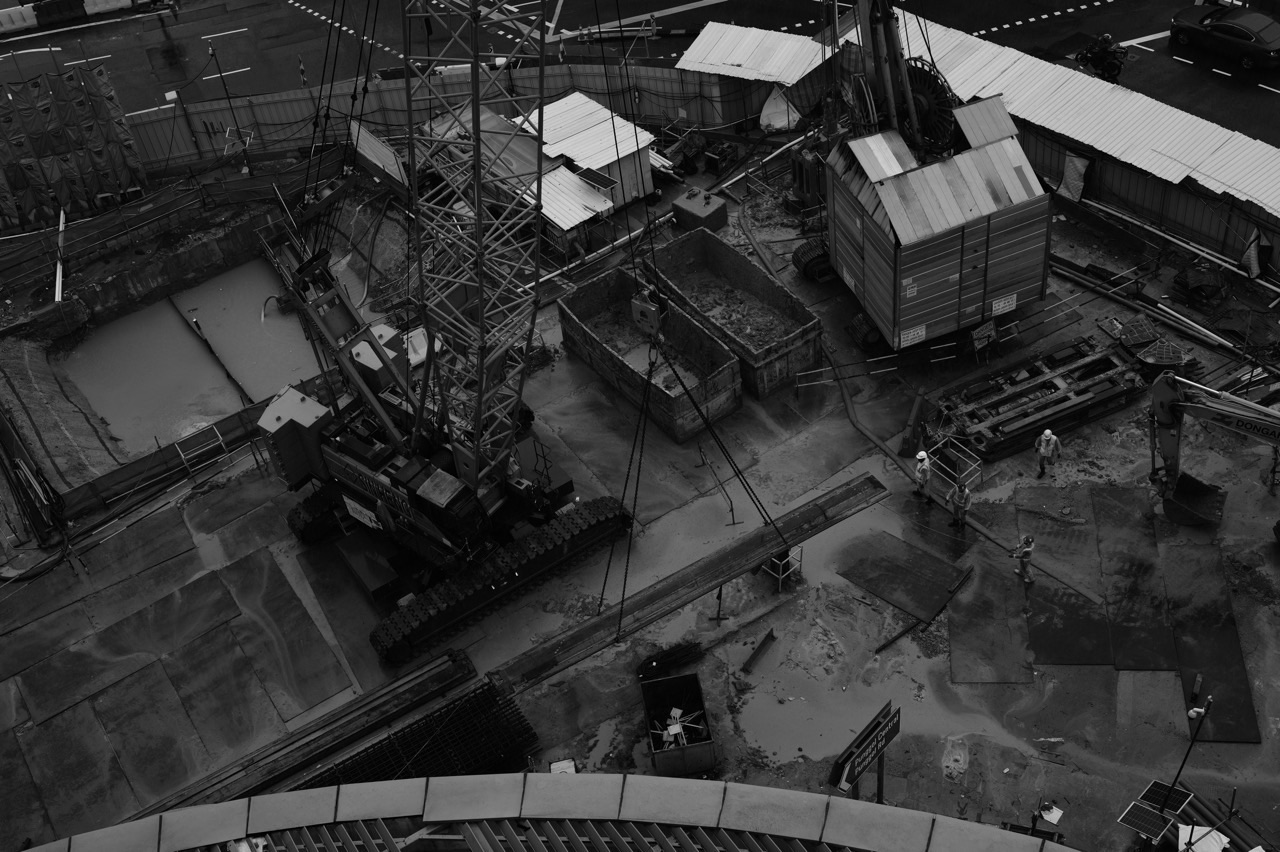 Construction works outside Watertown near Punggol transport connections