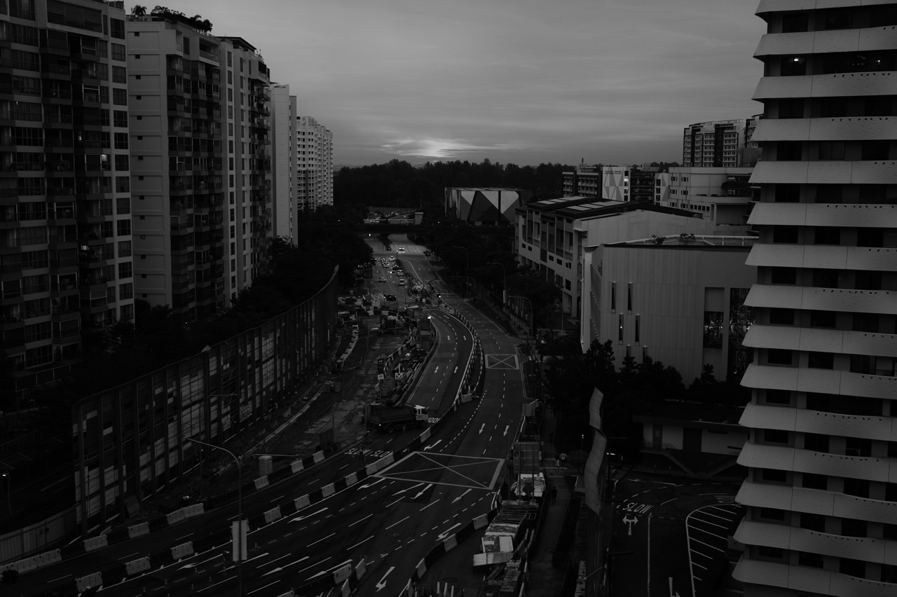 Punggol residential skyline and roads in evening light
